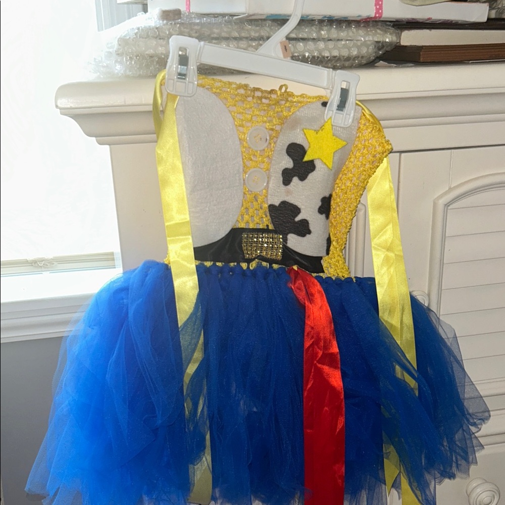 Cowgirl Themed Kids Costume with Blue and Yellow Accents